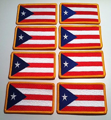 8 Puerto Rico Flag เย็บปักถักร้อยเหล็กบนแพทช์ Boricua สัญลักษณ์โกลด์เมอร์โรว์