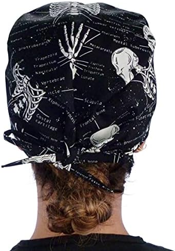 Sus Glow in the Dark Black Skeleton Scrub Cap Hat, One Size