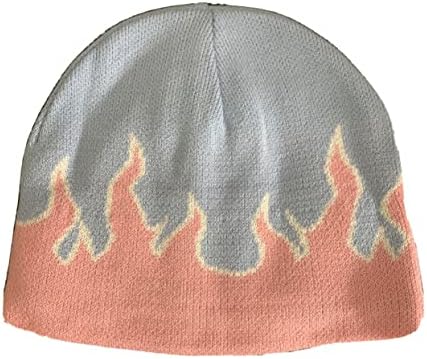 Nayt Flame Fire Short Skull 8 หมวก Beanie Pink Blue