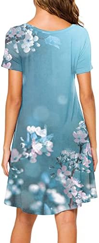 ชุด ICODOD Women's 2023 ฤดูร้อนแขนสั้นลูกเรือคอเสื้อยืดเสื้อเชิ้ตแบบสบาย ๆ Swing Flower Print Plus Dresses สำหรับผู้หญิง