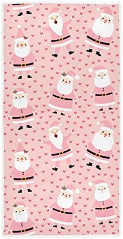 สีชมพูคริสต์มาสซานตาคลอสมือไมโครโฟนผ้าเช็ดตัวสำหรับห้องน้ำ 16x30, หัวใจน่ารักผ้านุ่มจานครัวผ้าเช็ดตัวตกแต?
