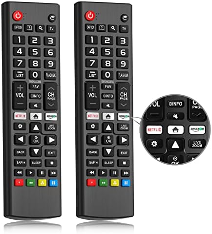 แพ็คของ 2 รีโมท Universal สำหรับ LG TV Remote Control พร้อม Netflix, ปุ่มลัดวิดีโอยอดเยี่ยมสำหรับทุกรุ่น LG Smart
