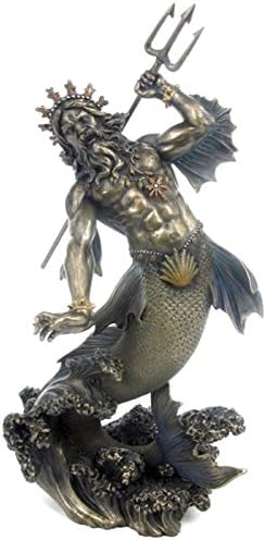 US 11.25 นิ้ว Poseidon - God of the Sea Cold Cast Cast Bronze Figurine