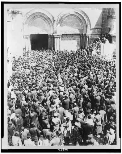 รูปถ่าย HistoricalFindings: ฝูงชนกำลังรอไฟศักดิ์สิทธิ์สวรรค์ปาฏิหาริย์สัปดาห์อีสเตอร์เยรูซาเล็ม C1890