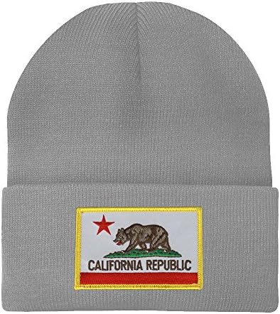 Made in USA - Flag California Bear Flag ปักฤดูหนาว Cuff Cuff Beanie
