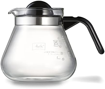 Melitta MJ-9303 Coffee Tea Server, แก้วที่มีเครื่องกรองชา, 3.8 fl oz, 8 ถ้วย, หม้อแก้ว, ซีรีย์คาเฟ่, Clear