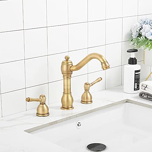 Yblucklly ทองเหลืองโบราณที่แพร่หลายในห้องน้ำอ่างล้างจาน Faucet บ้านไร่ห้องน้ำห้องน้ำ Vantity Faucet 2 ที่จับ